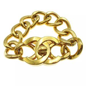 Chanel Turnlock Charm Gold Chain Bracelet 95A 54651